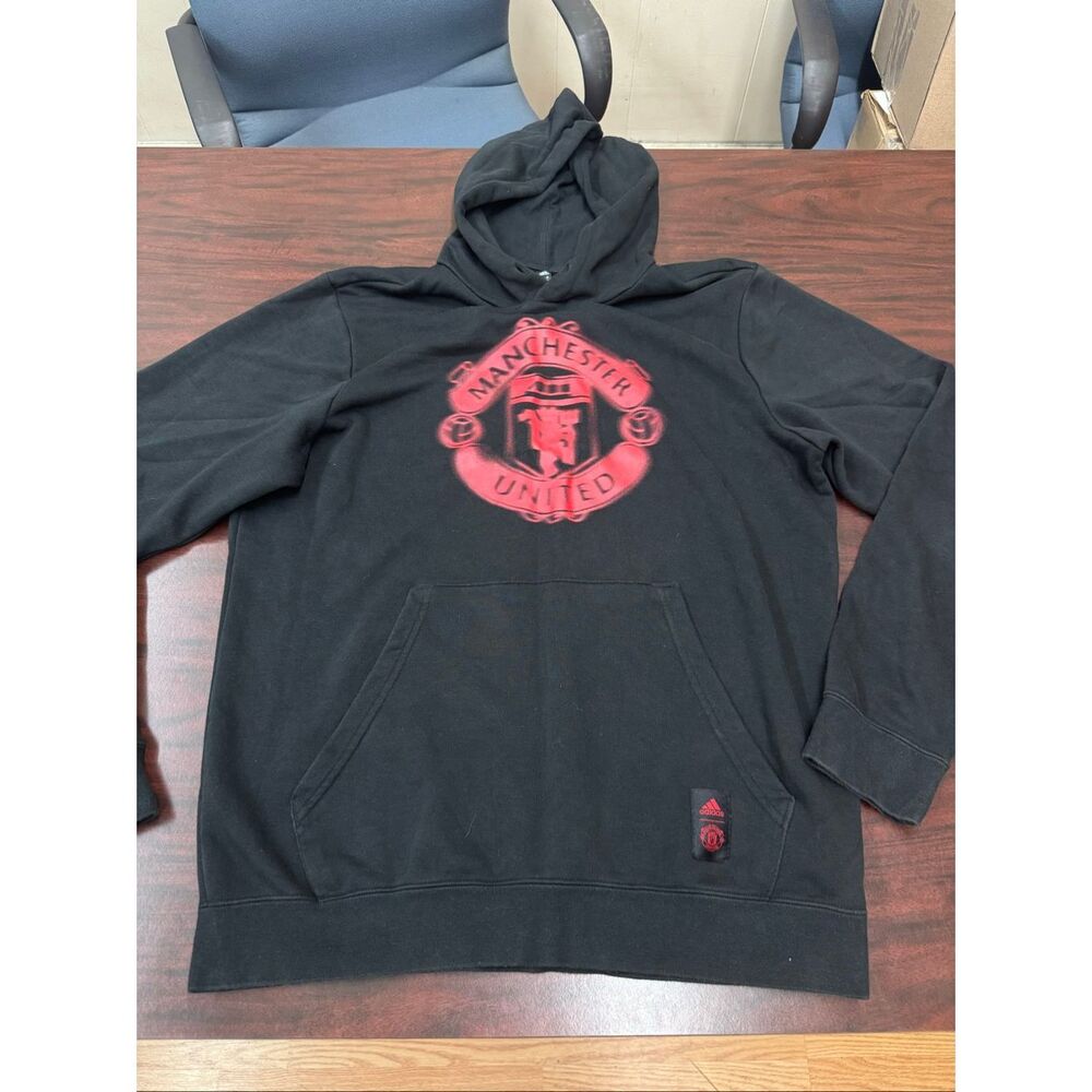 Adidas X Manchester United Black Graphic Hoodie Size Large